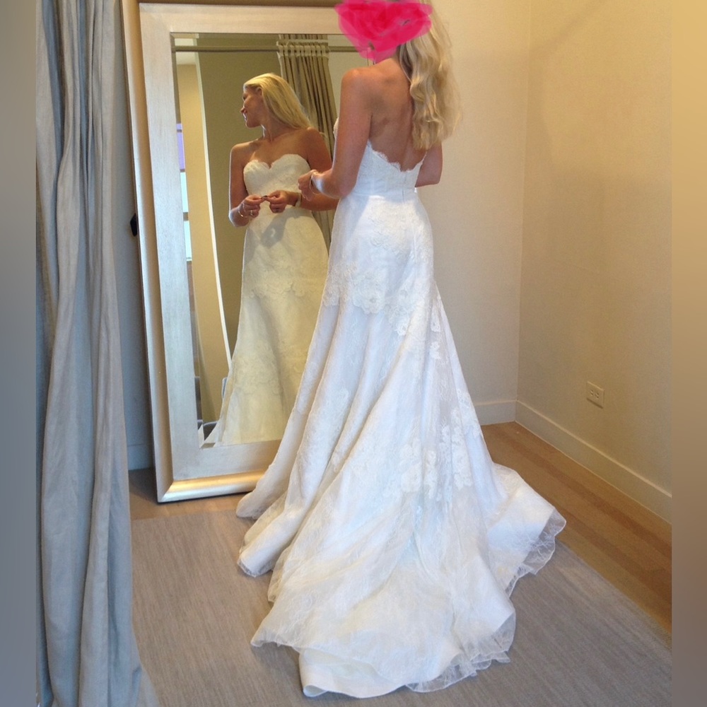 Liancarlo Wedding Dress with French Lace Overlay